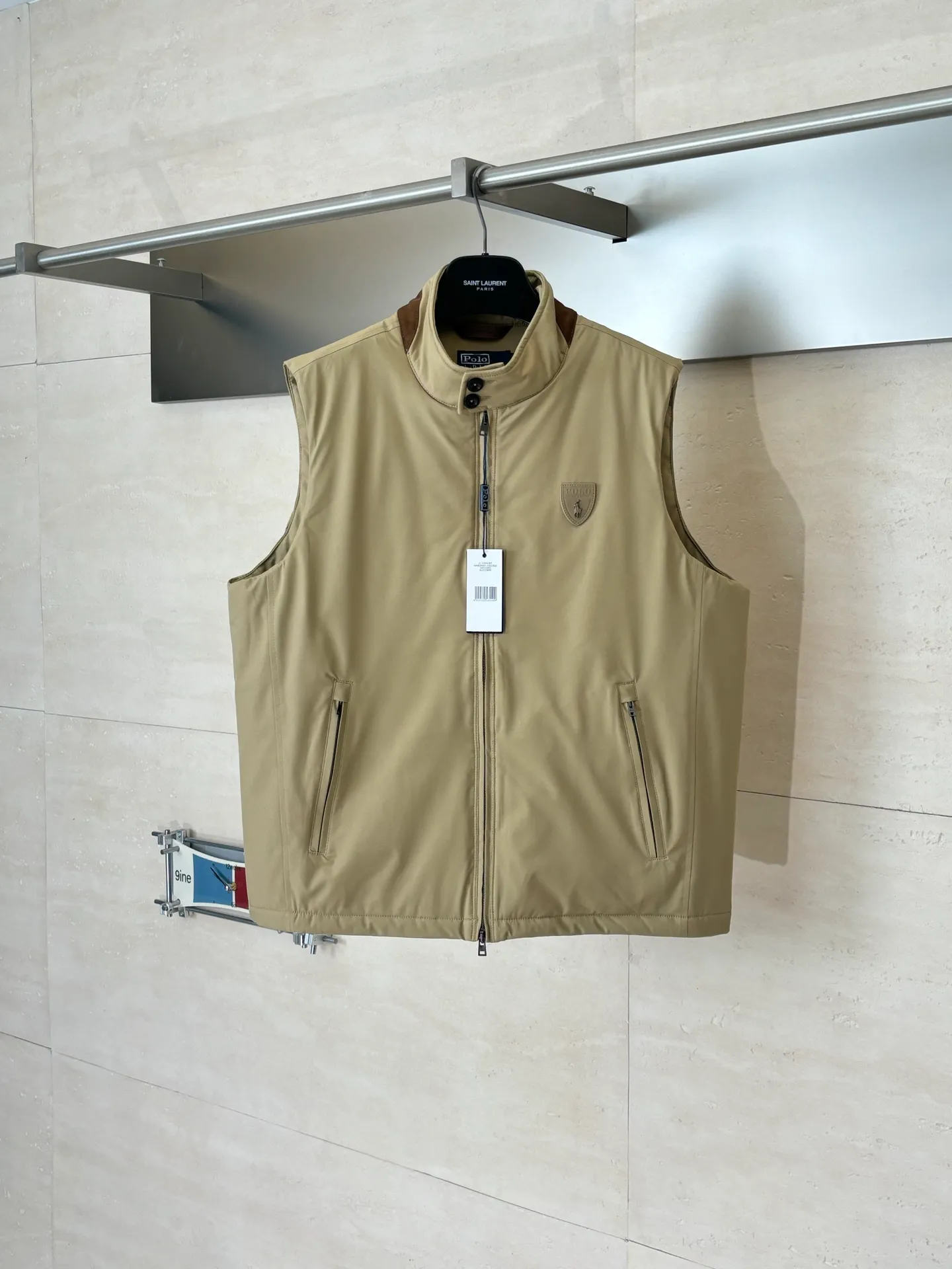P570 Ralph Laure*/Ralph Lauren FW25 Polo gabardine down sleeveless zipper vest jacket Size: S/M/L/XL